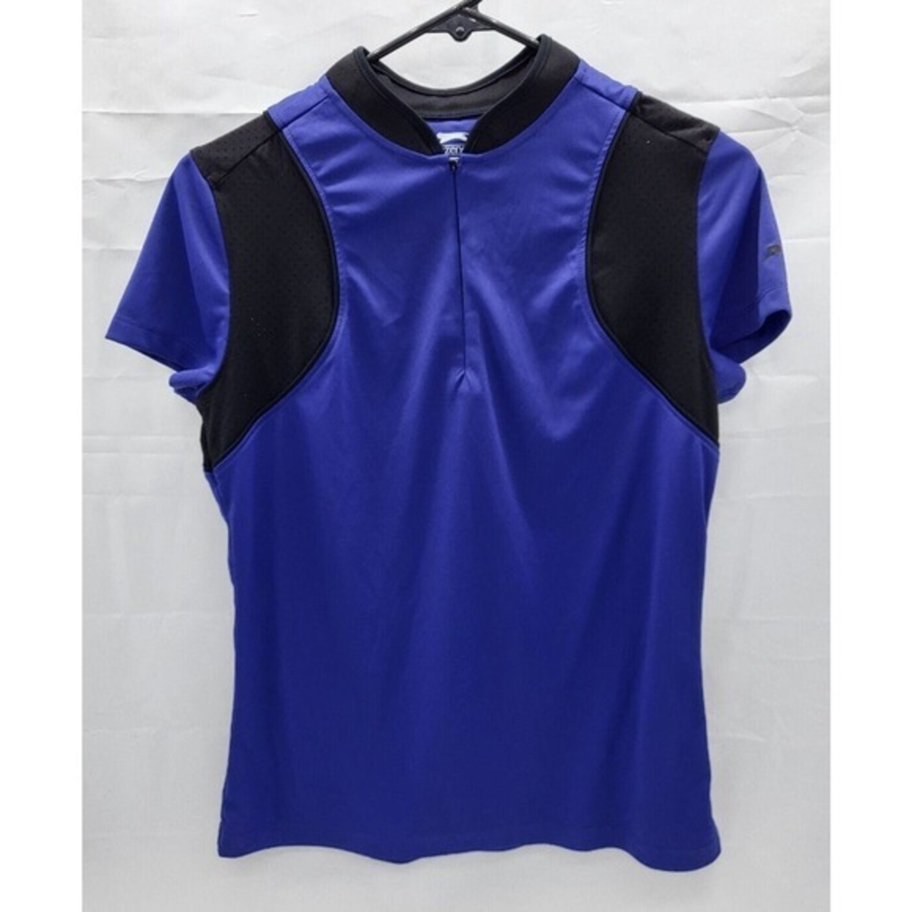 Slazenger Golf Polo Hydro-Dri Tech 1/4 Zip Shirt Sz Women's Small NWOT Blue /blk